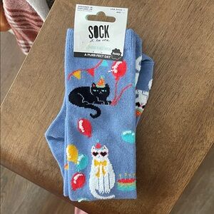 Sock It To Me Birthday Cat & Llama Knee-High Socks - Blue